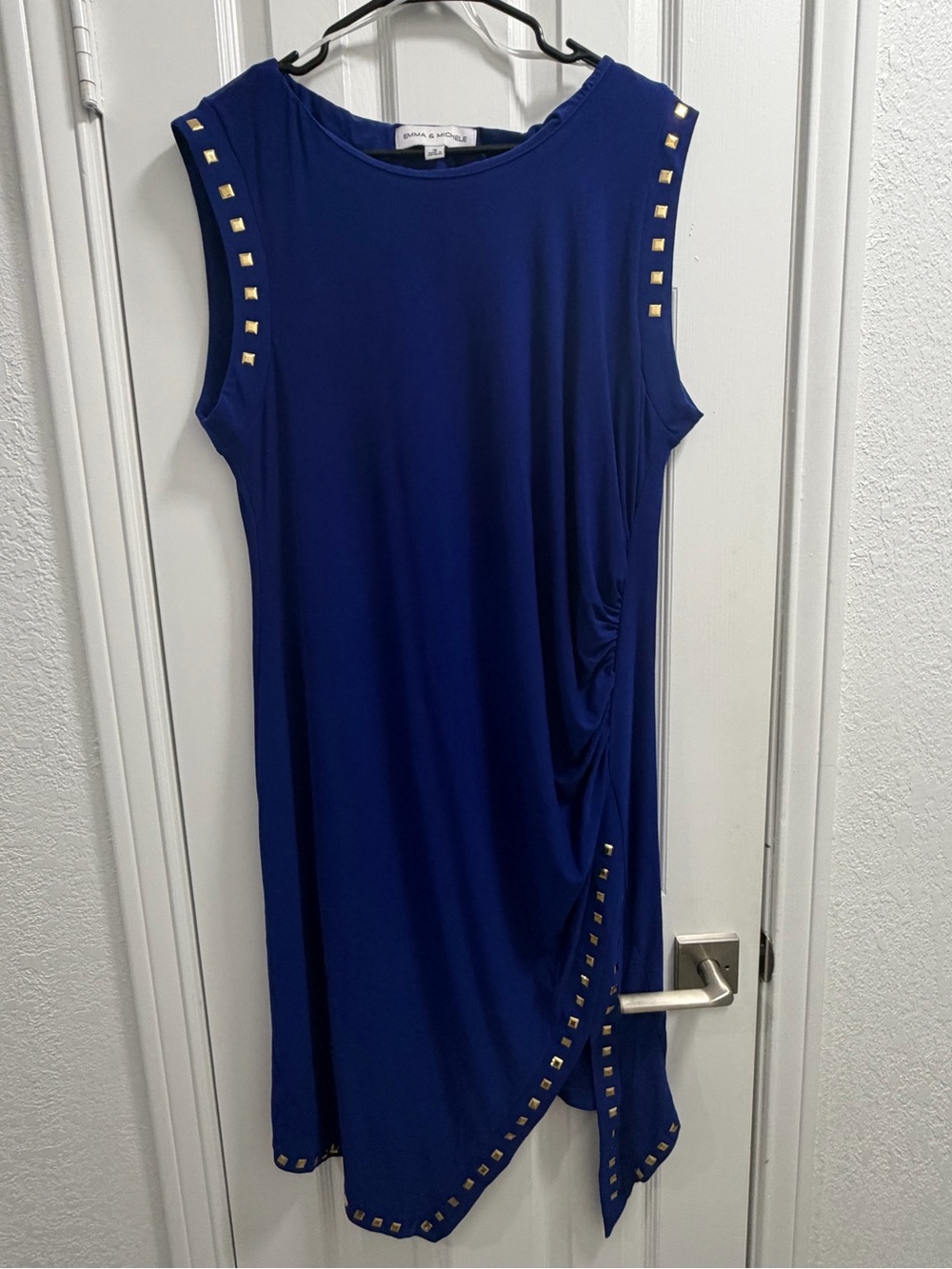 Emma & Michele Royal Blue Midi Dress with Gold Stud Accents 1X